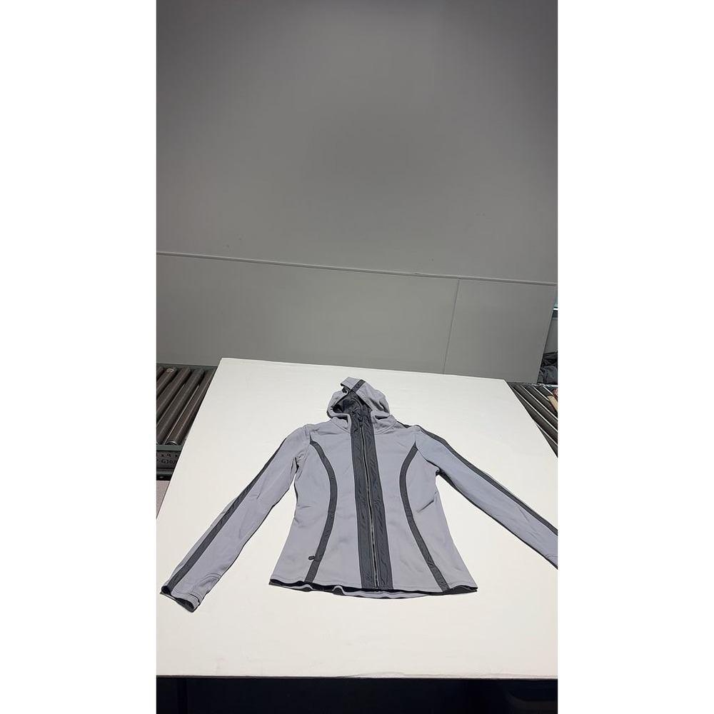 Athleta Womens Hooded Performance Jacket Gray Full Zip Activewear Size L